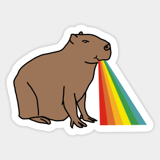 Animals with Rainbow Puke Happy Capybara Sticker